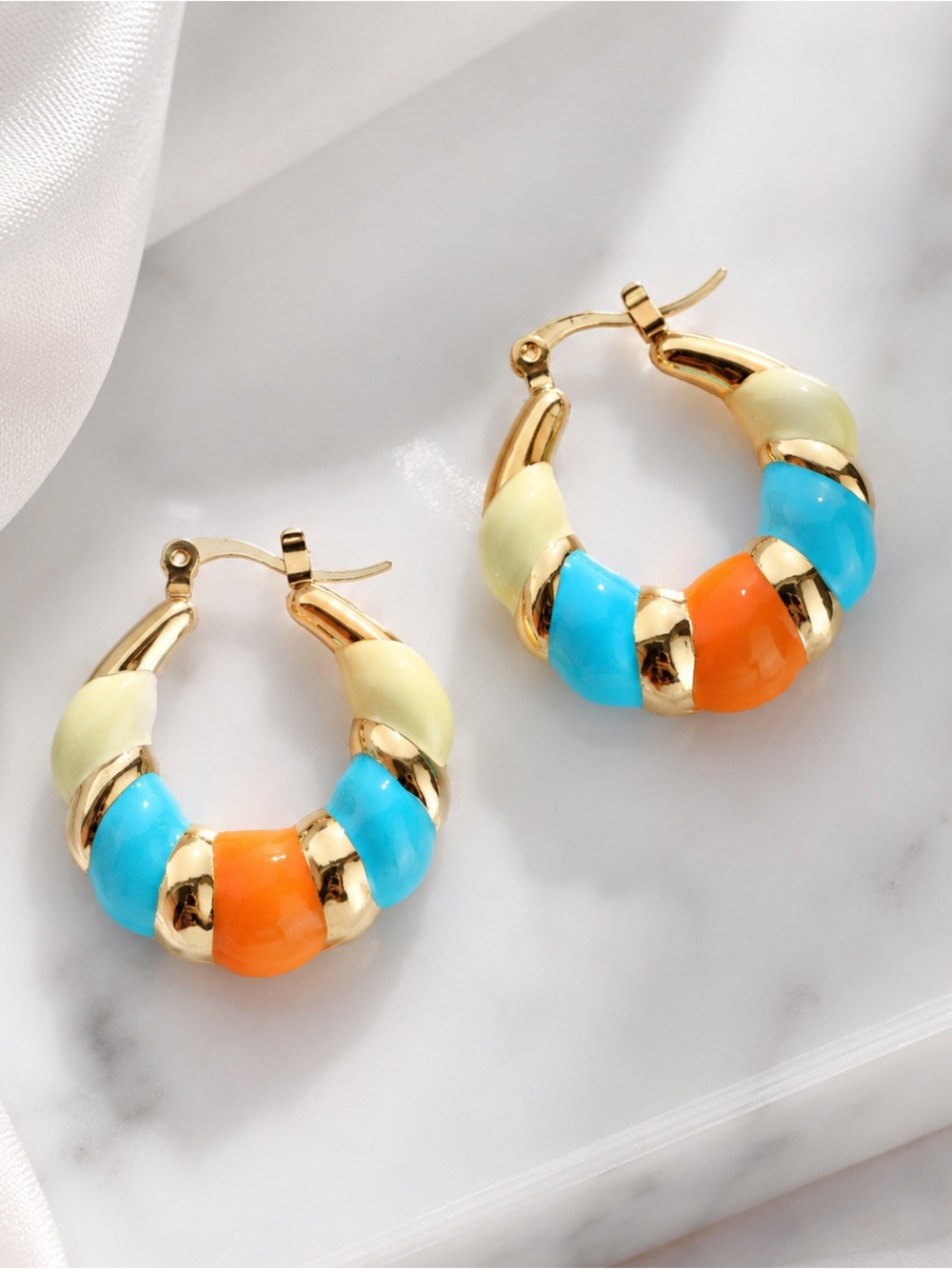 Candy Hoop Earrings Gold Plated Stainless Steel
